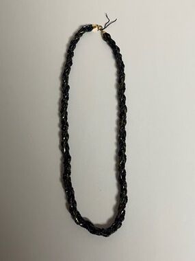 Vintage Czech Iridescent Rainbow Glass Multi Strand Braided Seed Bead Necklace